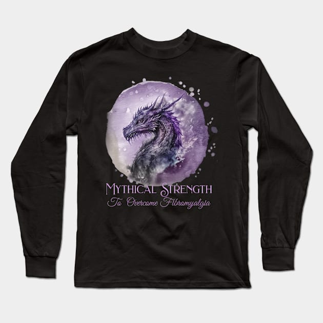 Fibromyalgia Awareness Mythical Strength To Overcome Fibromyalgia Dragon Long Sleeve T-Shirt by mythikcreationz